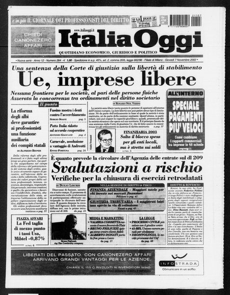 Italia oggi : quotidiano di economia finanza e politica